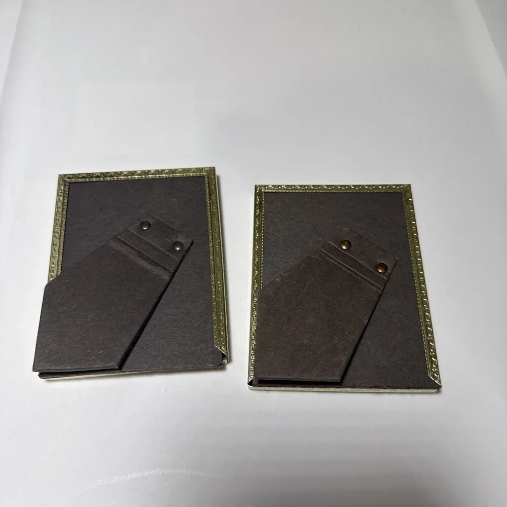 Vintage Set Of 2 Gold Tone Mini Picture Frames 3.25 X 4.25” MCM